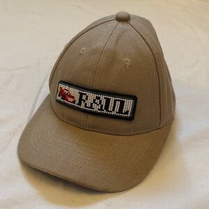 Handmade beaded Tan Baseball Cap with the name Raul